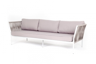 MR1002047 диван 3-местный плетеный из роупа, каркас алюминий светло-серый муар, роуп серо-коричневый